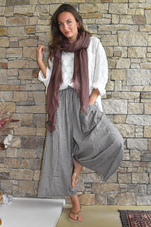 Arbi Gingham Pocket Culotte Pant Chocolate